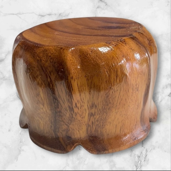 Kamagong Wood Carved Flower Design TrPlant Pot - Bowl- Vintage 5”W x 3”T - Picture 7 of 11